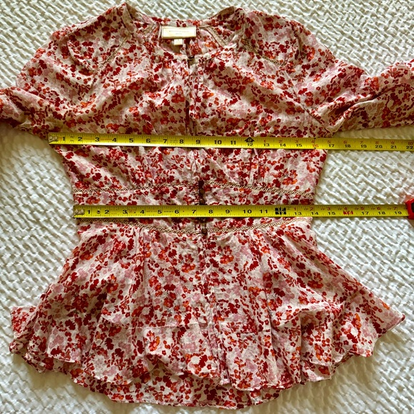 Moulinette Soeurs Anthropologie Peplum Floral Blouse, Size 4 - Picture 9 of 10